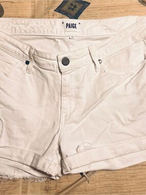 PAIGE White Denim Rolled-Hem Women's Shorts Size 27.